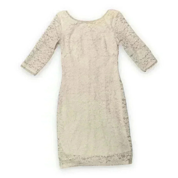 Laundry by Shelly Segal Size 2 White Lace 3/4 sleeve Knee Length Cocktail Dress - Picture 9 of 12